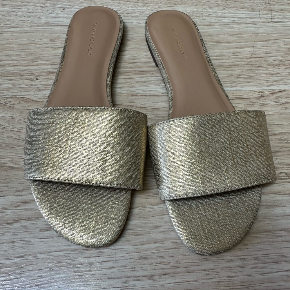 Gold Slide Sandals by Banana Republic 8.5